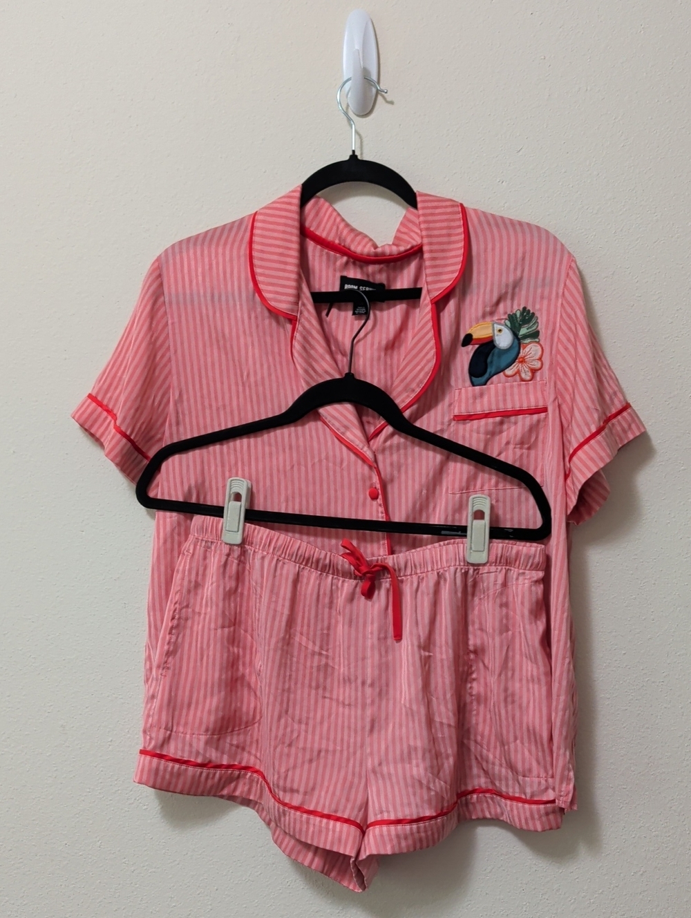 Pink Striped Short Sleeve Toucan Pajama Set